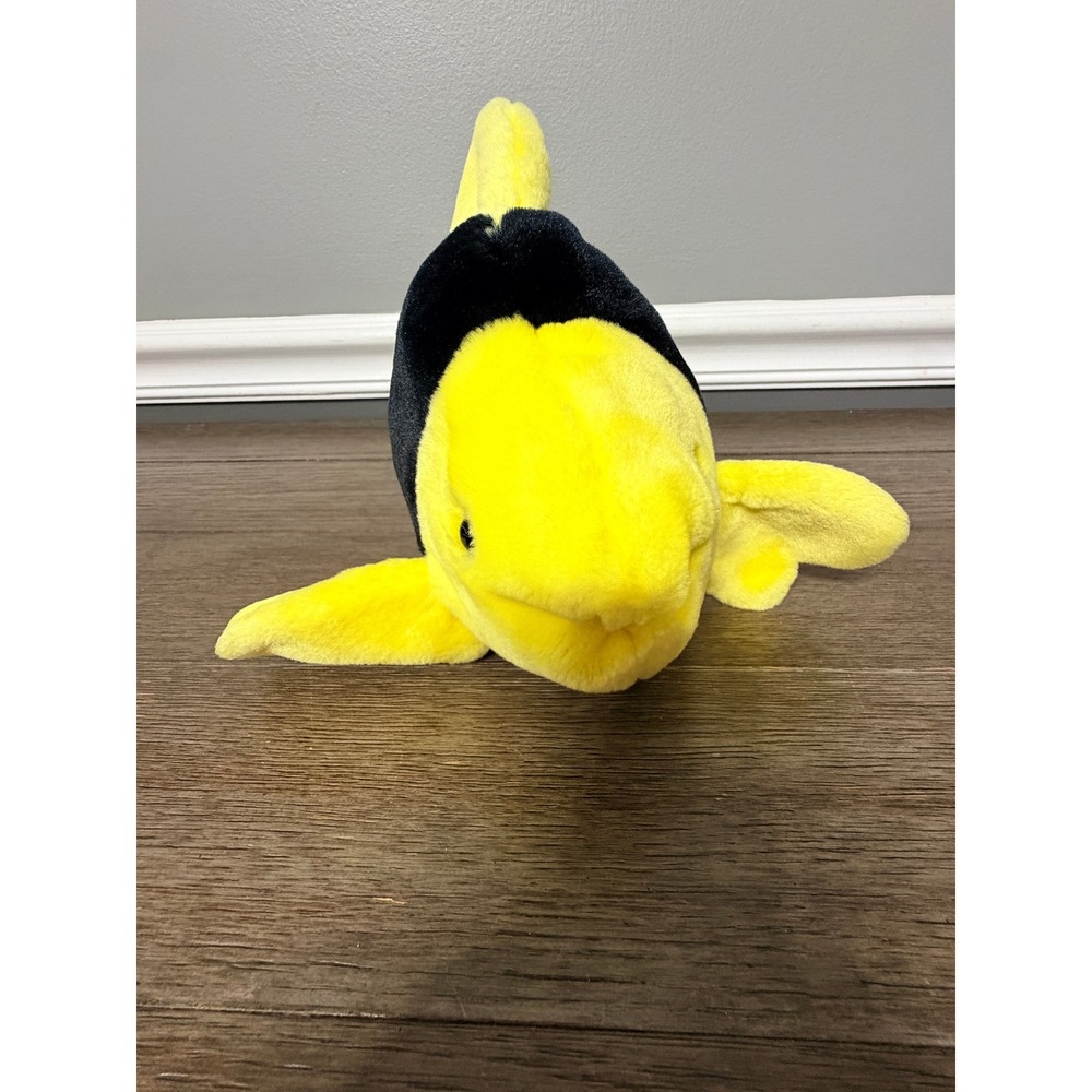 Vintage 1998 Ty Beanie Buddies Bubbles the Back & Yellow Fish Plush